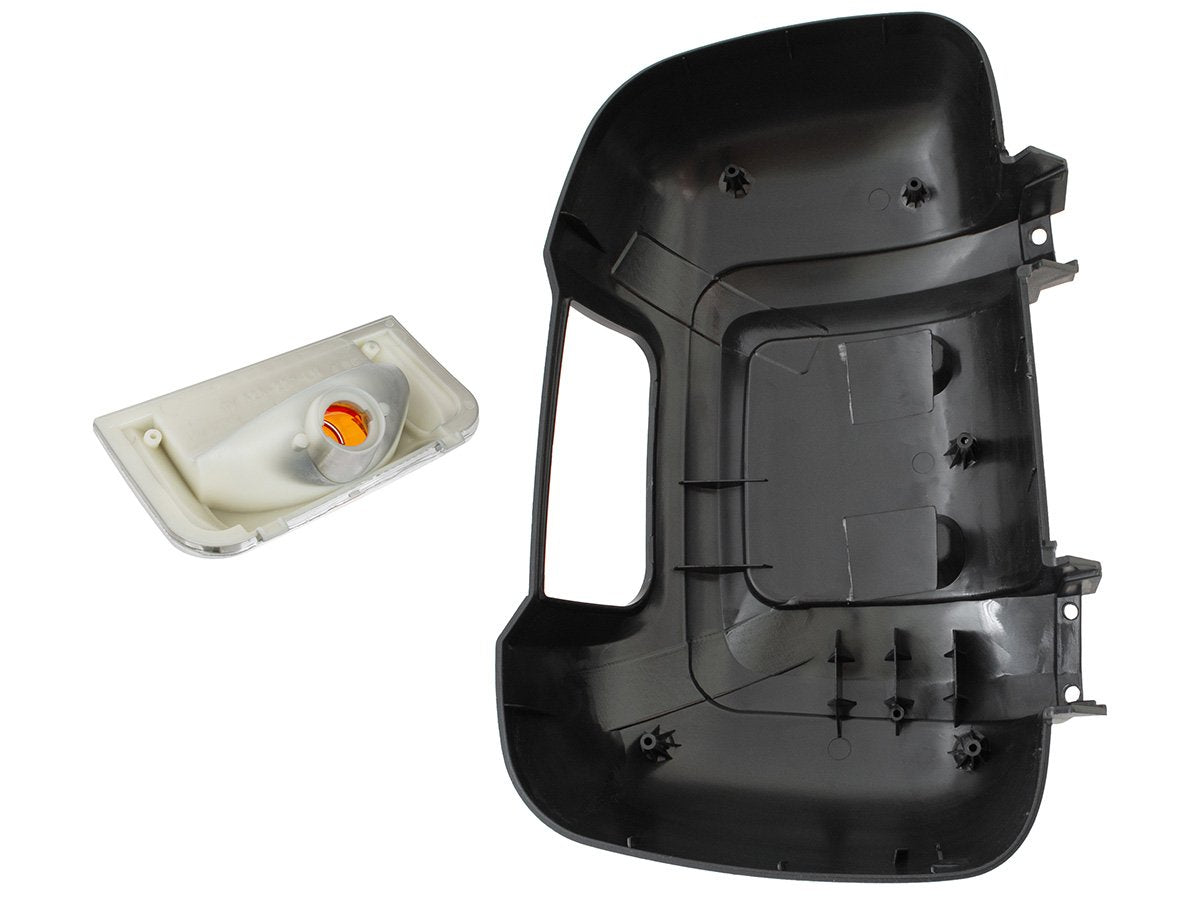 Fiat Ducato 2006- long arm exterior mirror housing + orange indicator insert, left, 2 pcs. set