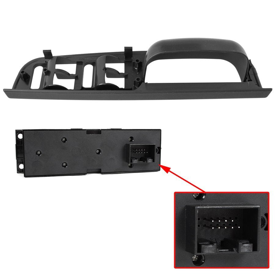 VW Golf IV 97-03 BLACK front left door handle 4 WINDOWS + INTEGRATED electric window and door lock switch 9 PINS 2 pcs. SET