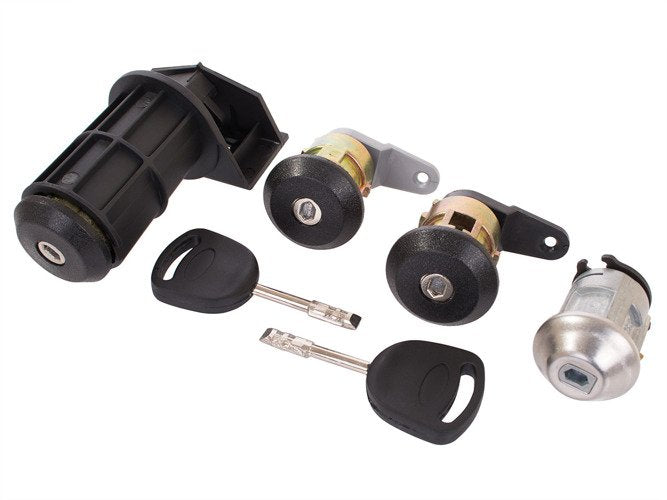 Ford Escort ignition switch + 2 door lock cylinders + complete trunk lock.