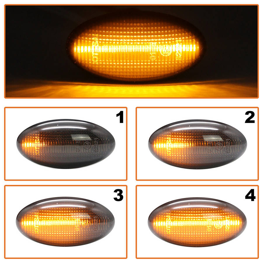 Peugeot 1007 107 108 206 206+ 301 307 4007 407 607 Expert Partner Traveller LED SMOKED DYNAMIC side indicators 2 pcs. set