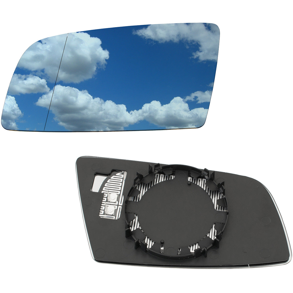 BMW 5 E60 / E61 03-10 mirror insert HEATED BLUE left