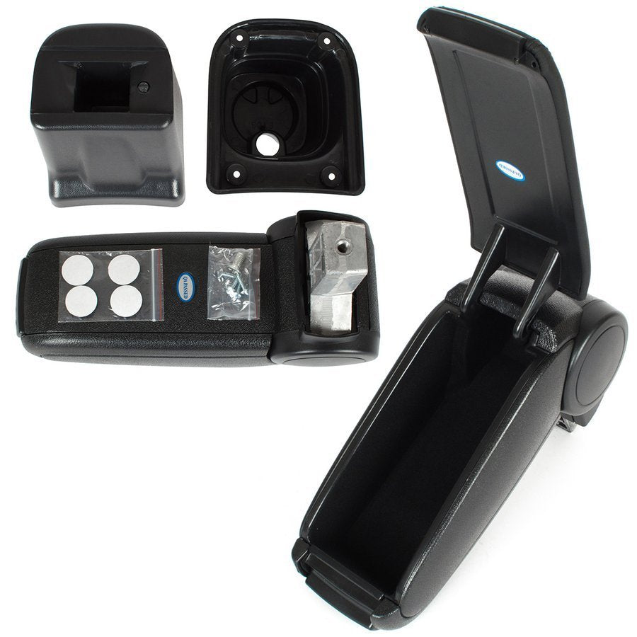 Fiat Qubo 2008- Armrest COMPLETE BLACK ECO-LEATHER + mounting kit