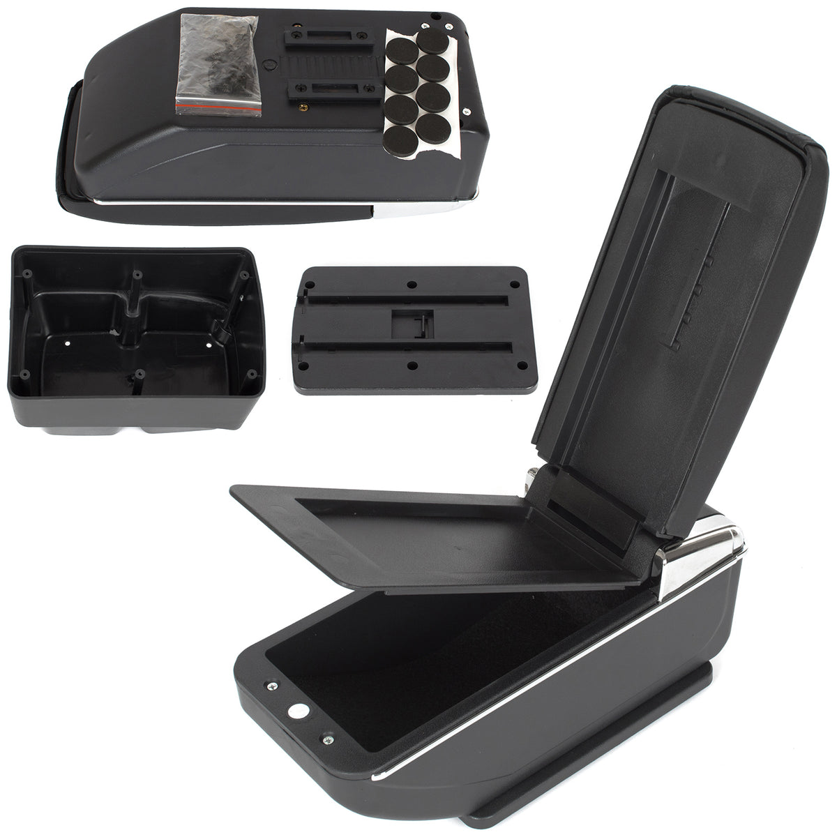 Ford Fiesta VI MK7 08-17 armrest with storage compartment BLACK ECO-LEATHER + mounting kit
