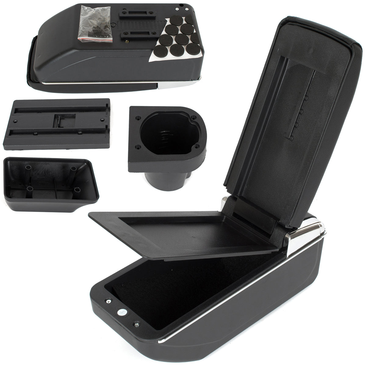 Toyota Yaris II 06-12 armrest with storage BLACK ECO-LEATHER + mounting kit