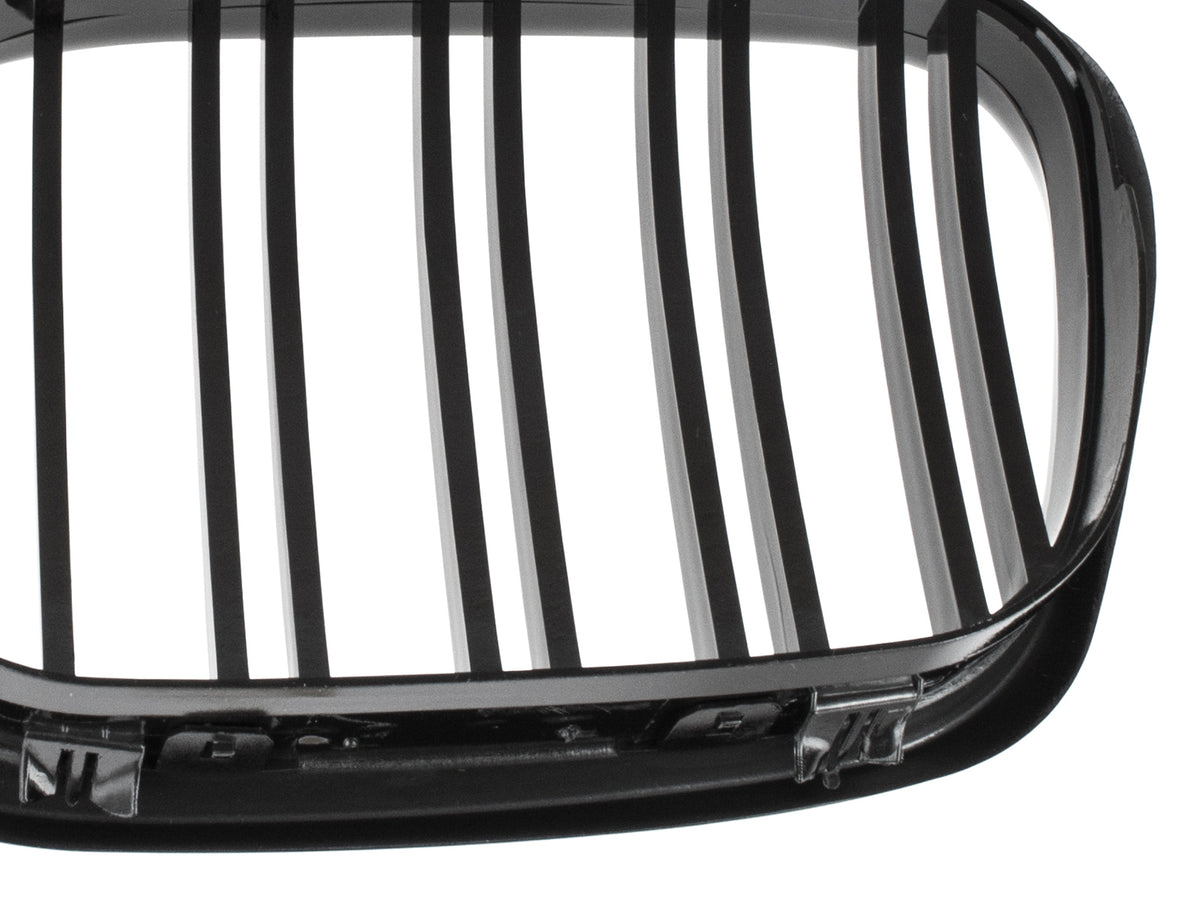 BMW 5 E39 FL 00-04 dummy grilles (kidneys) between headlights left + right set BLACK GLOSSY DOUBLE BAR