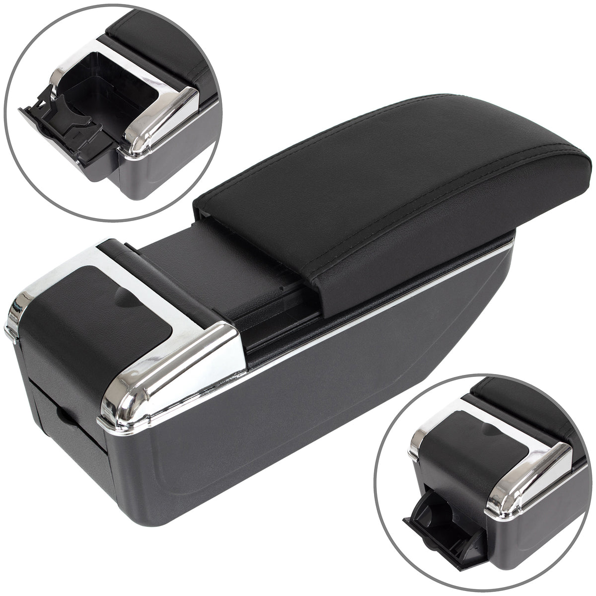 Toyota Yaris III 11-20 armrest with storage compartment BLACK ECO-LEATHER + mounting kit