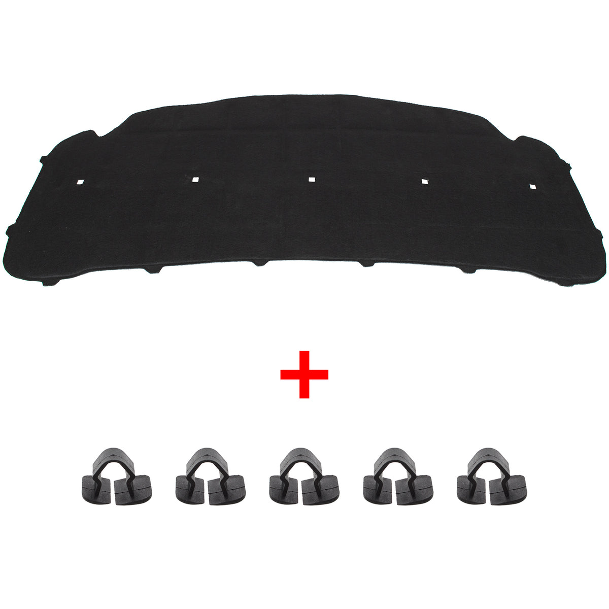 VW Touran I 04-10 engine hood soundproofing with heat shield + 5 CLIPS SET