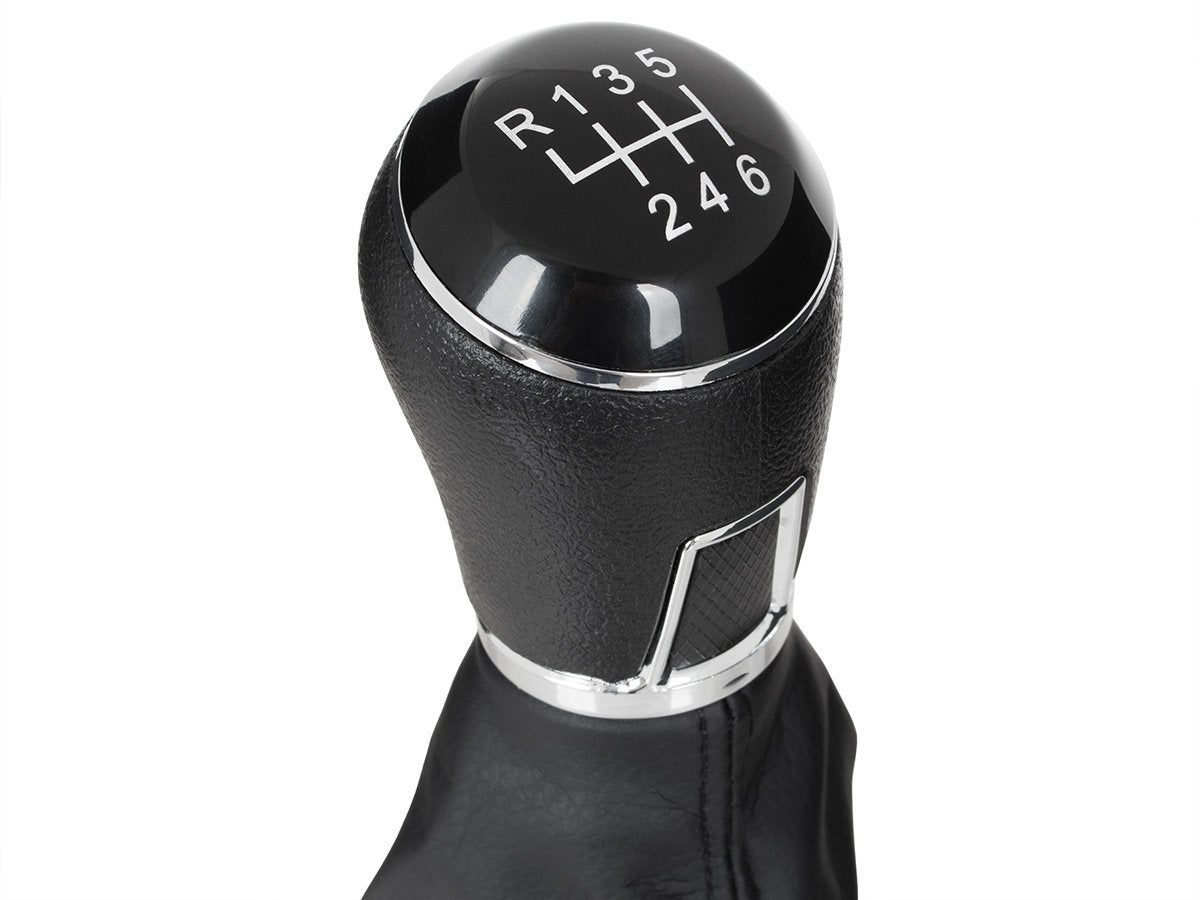 VW Polo V 6R 2009- Black Gear Knob + Gaiter with Chrome Frame 6-Speed