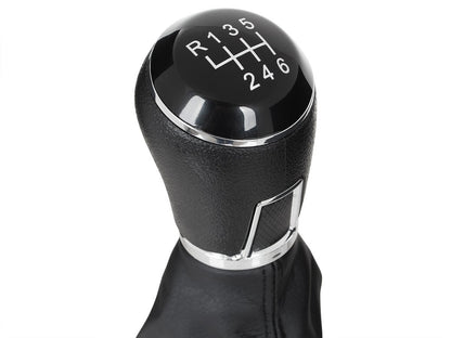 VW Polo V 6R 2009- Black Gear Knob + Gaiter with Chrome Frame 6-Speed