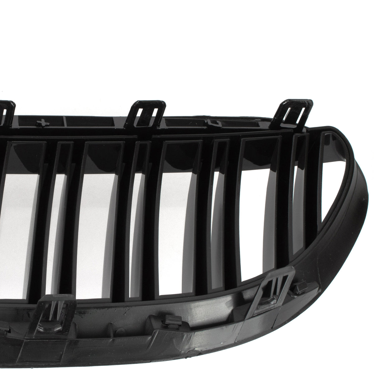 BMW 6 E63 / E64 04-10 headlamp inserts (kidneys) left + right set. BLACK GLOSSY DOUBLE BAR