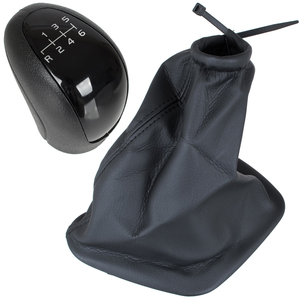 Mercedes Sprinter 906 06-13 gear knob BLACK + gaiter with frame WHITE DIAGRAM 6 GEARS