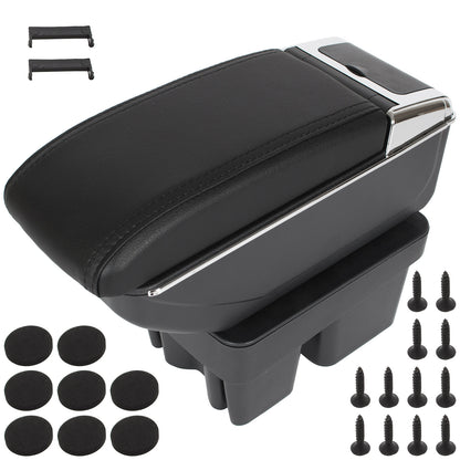 VW Golf VII 12-20 armrest with storage compartment BLACK ECO-LEATHER + mounting kit