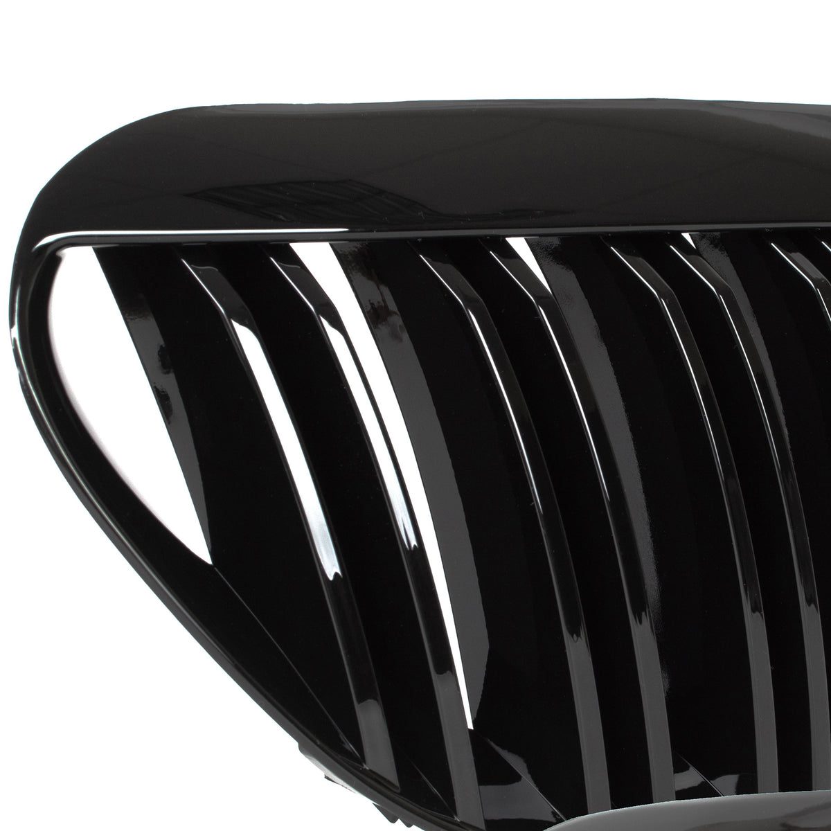 BMW 6 E63 / E64 04-10 headlamp inserts (kidneys) left + right set. BLACK GLOSSY DOUBLE BAR