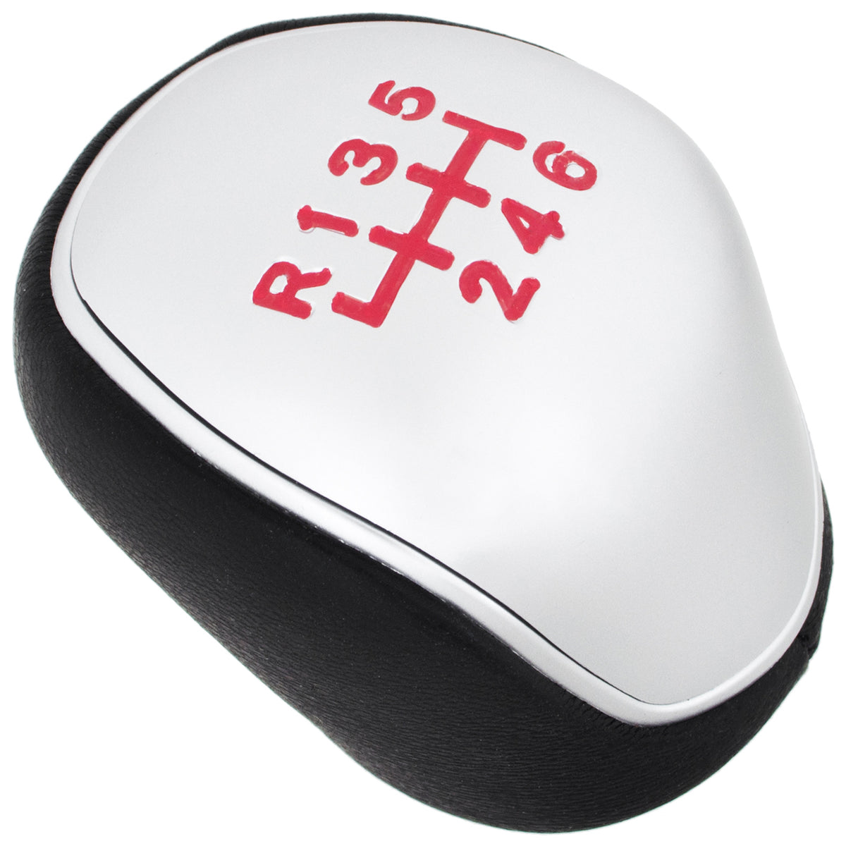 Ford Mondeo IV V gear knob BLACK ECO-LEATHER + SILVER + RED 6-SPEED SHIFT PATTERN