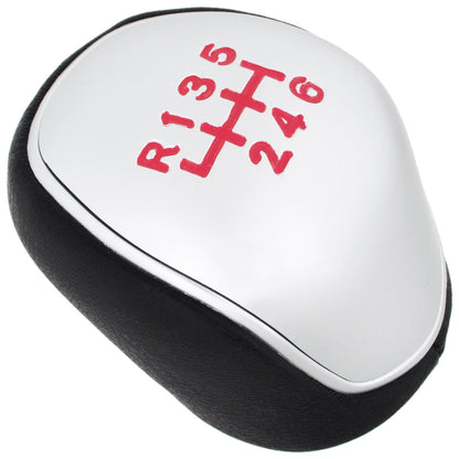 Ford Mondeo IV V gear knob BLACK ECO-LEATHER + SILVER + RED 6-SPEED SHIFT PATTERN