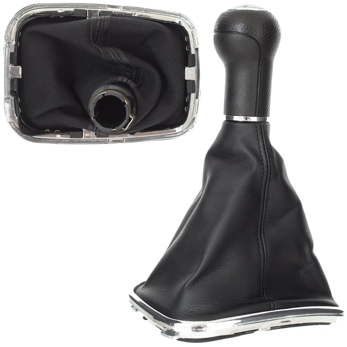 VW Golf IV 97-03 gear knob SILVER + gaiter with CHROME frame 6 SPEED 23MM HOLE