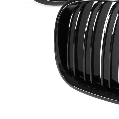 BMW X6 E71 07-14 atrapy między reflektory (nerki) lewa + prawa kpl. BLACK GLOSSY DOUBLE BAR