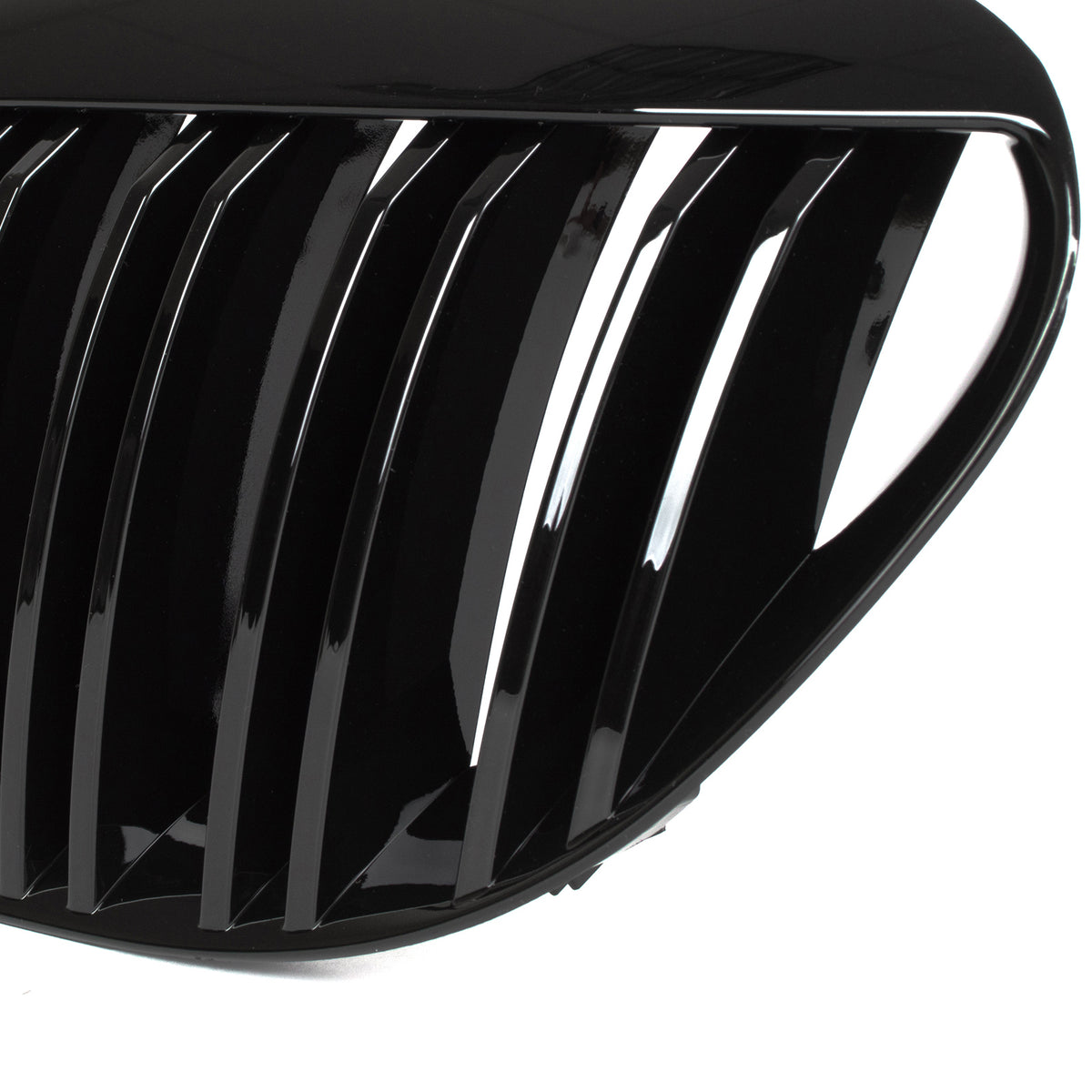 BMW 6 E63 / E64 04-10 headlamp inserts (kidneys) left + right set. BLACK GLOSSY DOUBLE BAR