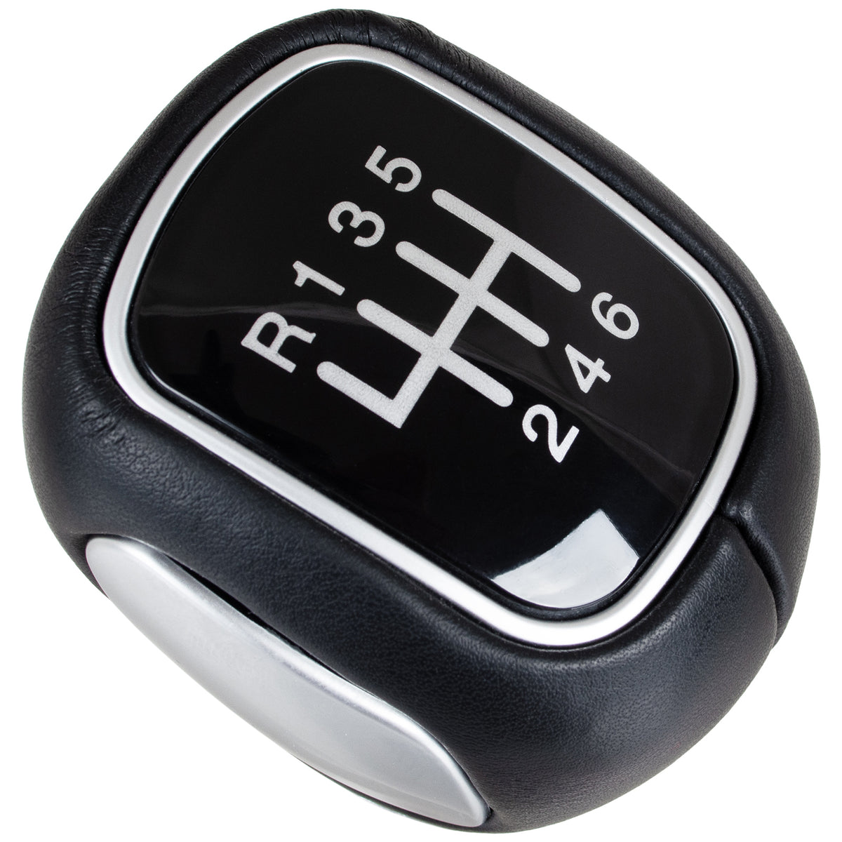 Chevrolet Cruze 08-15 Gear Knob BLACK ECO-LEATHER + SILVER 6 SPEED