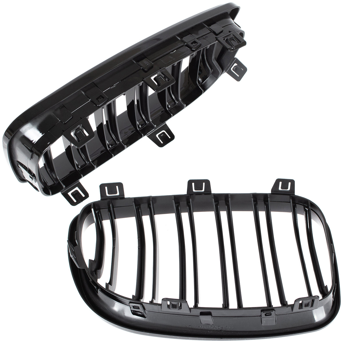 BMW 1 E81 E82 E87 E88 07-11 front grilles (kidneys) left + right set BLACK GLOSSY DOUBLE BAR