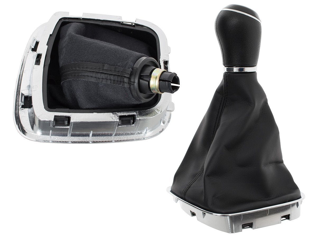 VW Polo V 6R 2009- Black Gear Knob + Gaiter with Chrome Frame 6-Speed