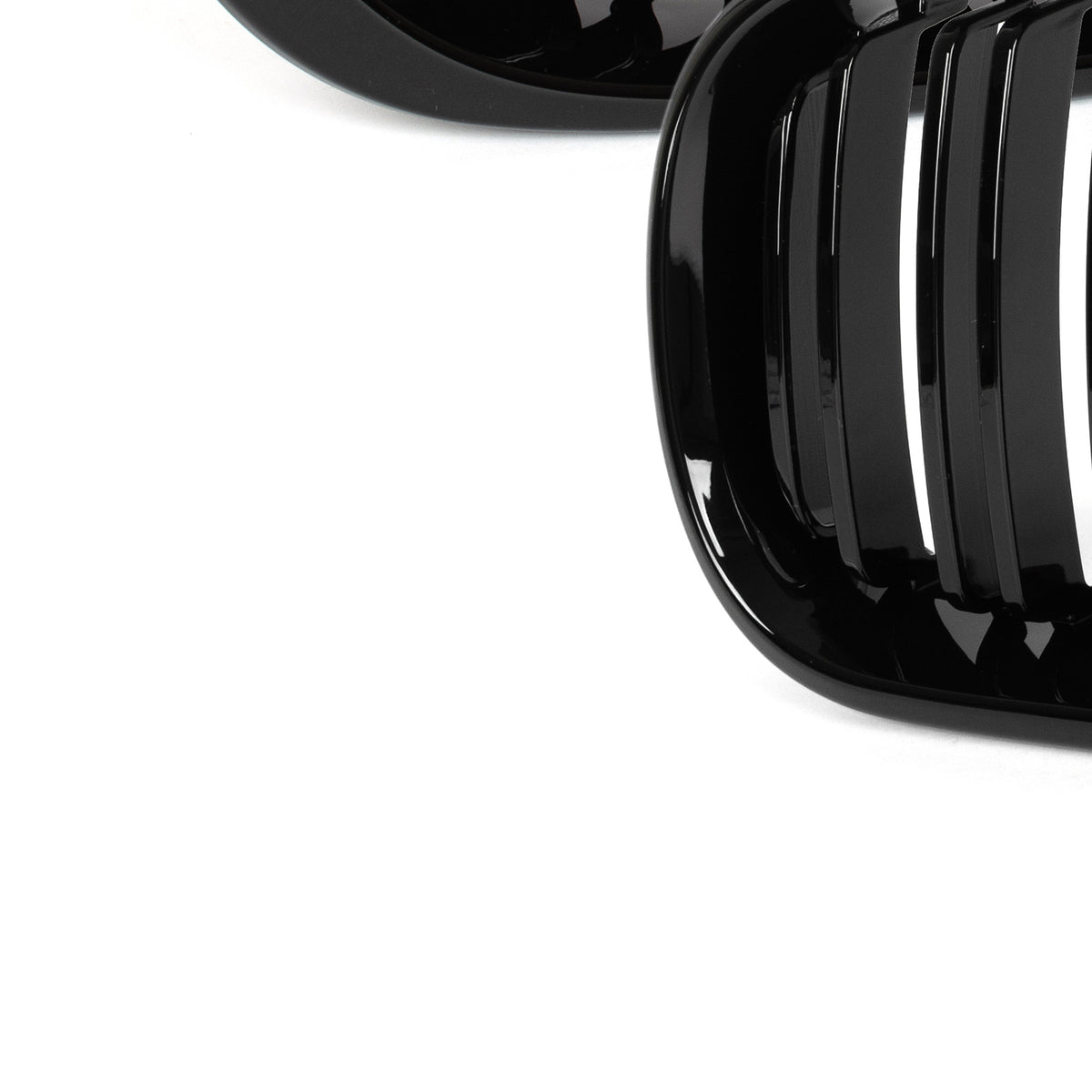 BMW 3 E46 FL 01-15 SEDAN / ESTATE dummy grilles between headlights (kidneys) left + right set BLACK GLOSSY DOUBLE BAR