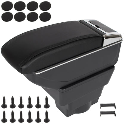 Opel Astra IV J 09-18 Armrest with storage compartment BLACK ECO-LEATHER + mounting kit