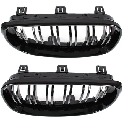BMW 1 E81 E82 E87 E88 07-11 front grilles (kidneys) left + right set BLACK GLOSSY DOUBLE BAR
