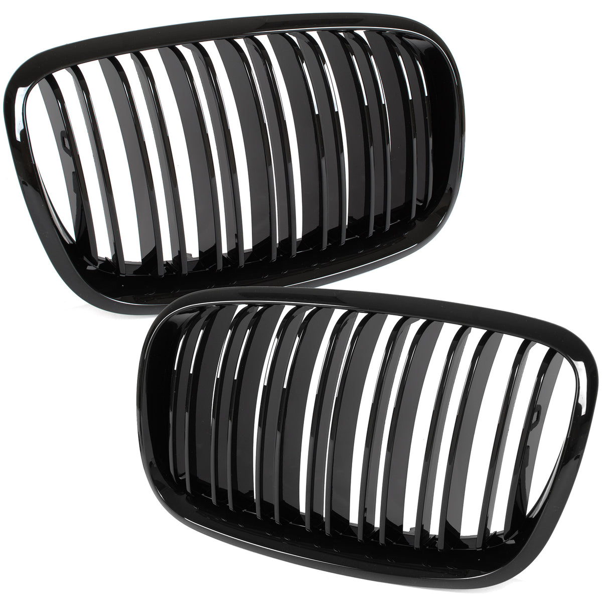 BMW X6 E71 07-14 atrapy między reflektory (nerki) lewa + prawa kpl. BLACK GLOSSY DOUBLE BAR