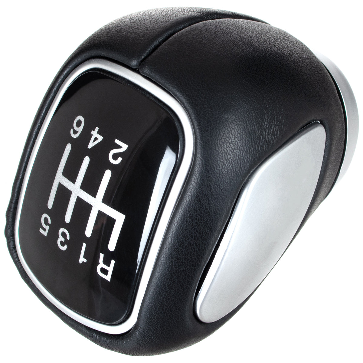 Chevrolet Cruze 08-15 Gear Knob BLACK ECO-LEATHER + SILVER 6 SPEED
