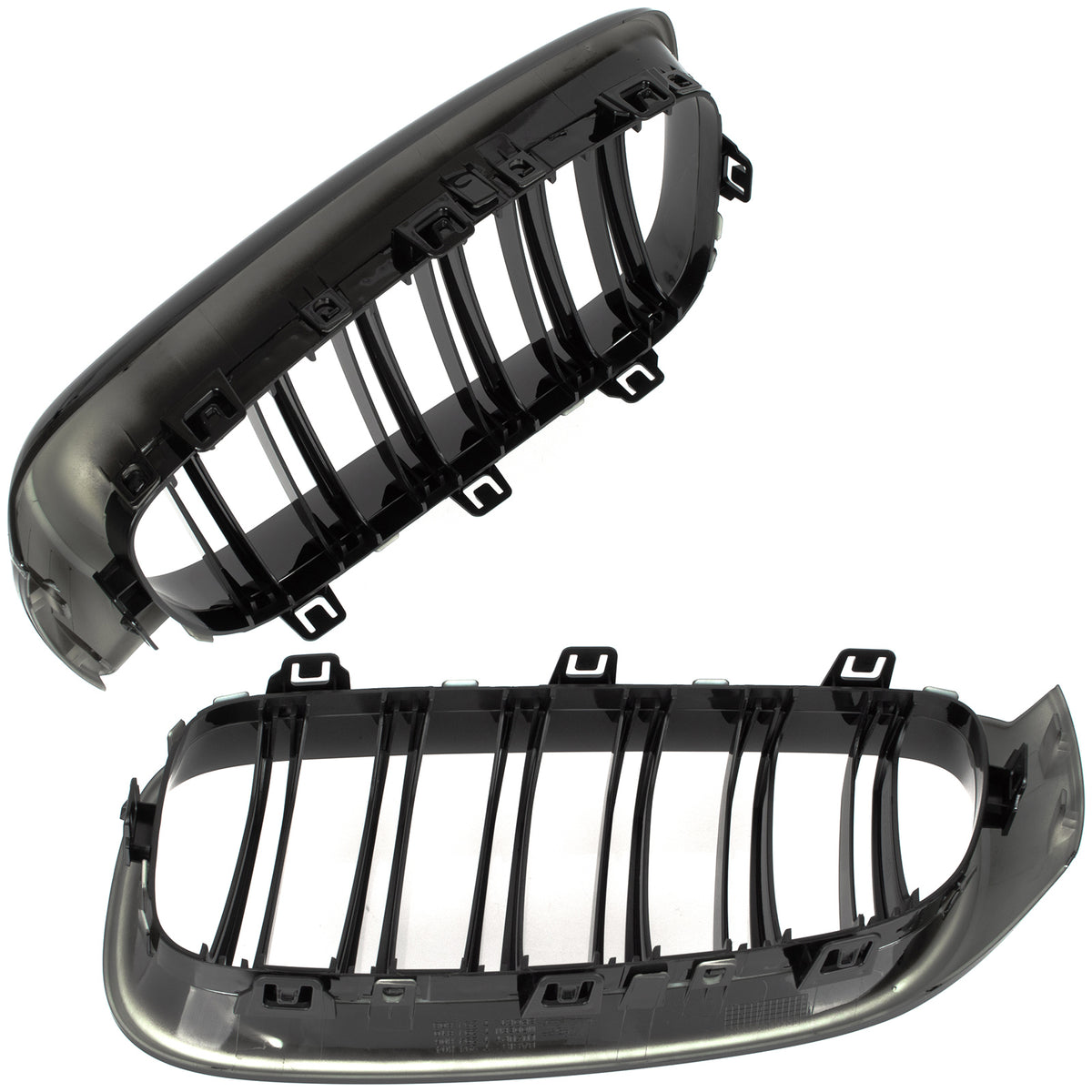 BMW 3 F34 GT 13-20 grilles between headlights (kidney grilles) left + right set. BLACK GLOSSY DOUBLE BAR