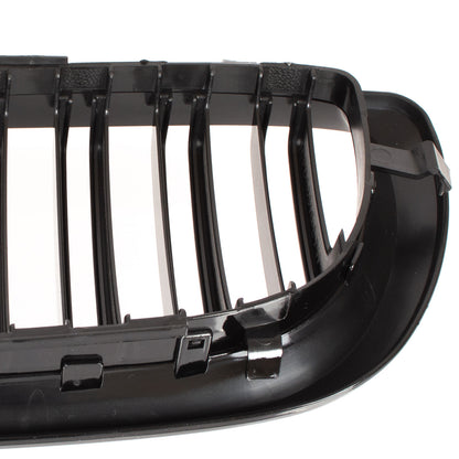BMW 3 E46 FL 01-15 SEDAN / ESTATE dummy grilles between headlights (kidneys) left + right set BLACK GLOSSY DOUBLE BAR