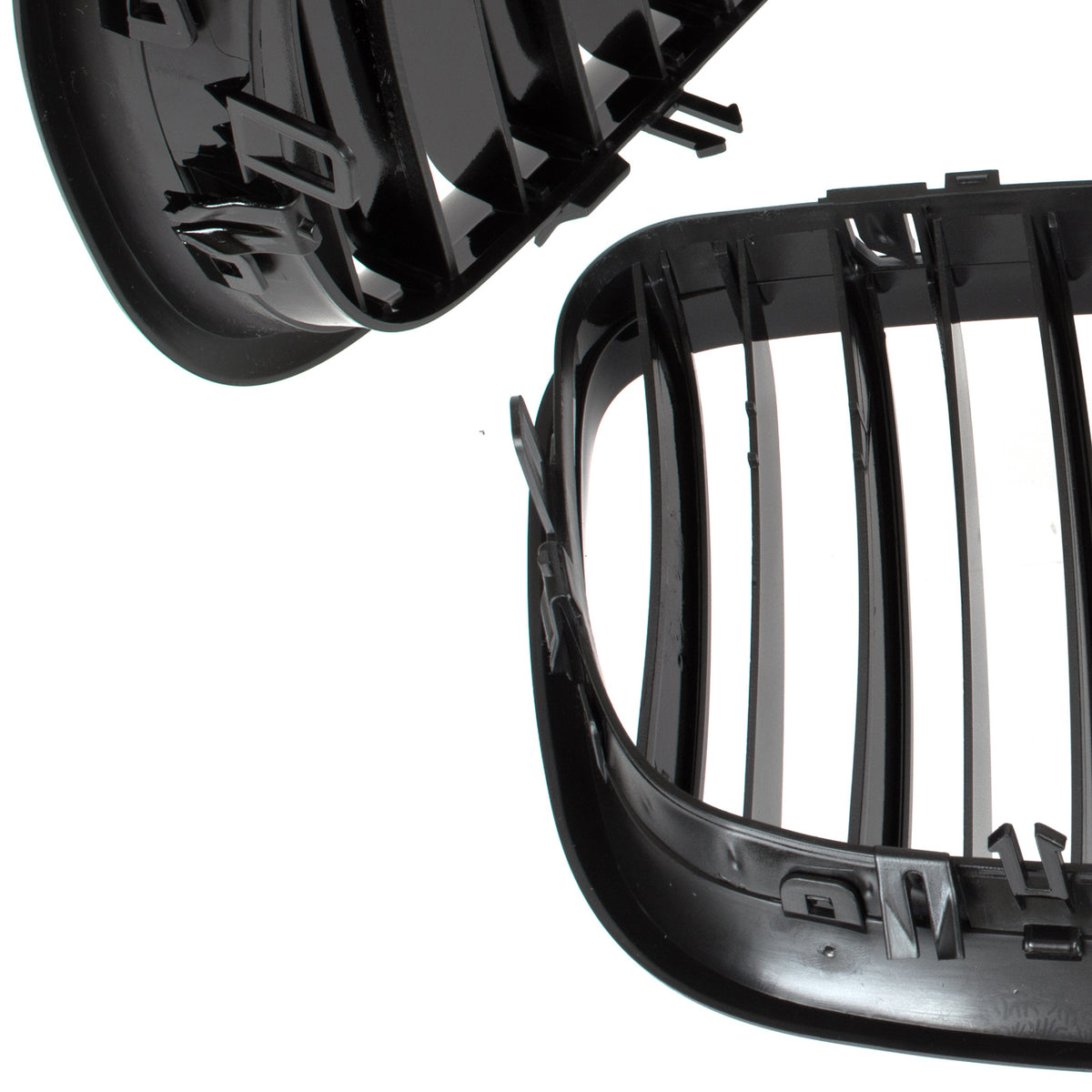 BMW X6 E71 07-14 atrapy między reflektory (nerki) lewa + prawa kpl. BLACK GLOSSY DOUBLE BAR