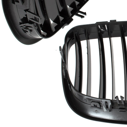 BMW X6 E71 07-14 atrapy między reflektory (nerki) lewa + prawa kpl. BLACK GLOSSY DOUBLE BAR
