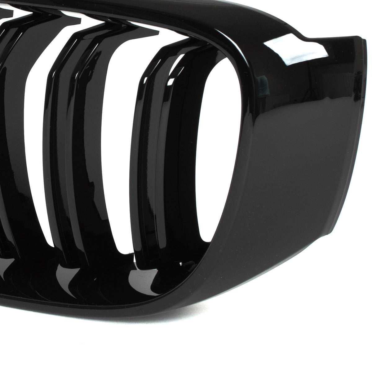 BMW 3 F34 GT 13-20 grilles between headlights (kidney grilles) left + right set. BLACK GLOSSY DOUBLE BAR