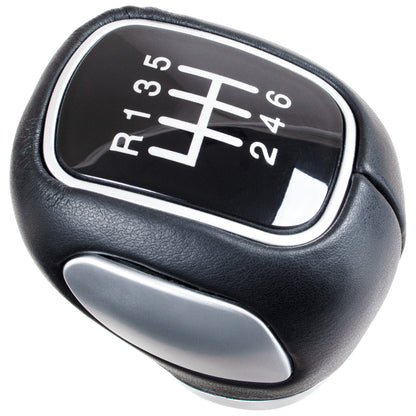 Chevrolet Cruze 08-15 Gear Knob BLACK ECO-LEATHER + SILVER 6 SPEED