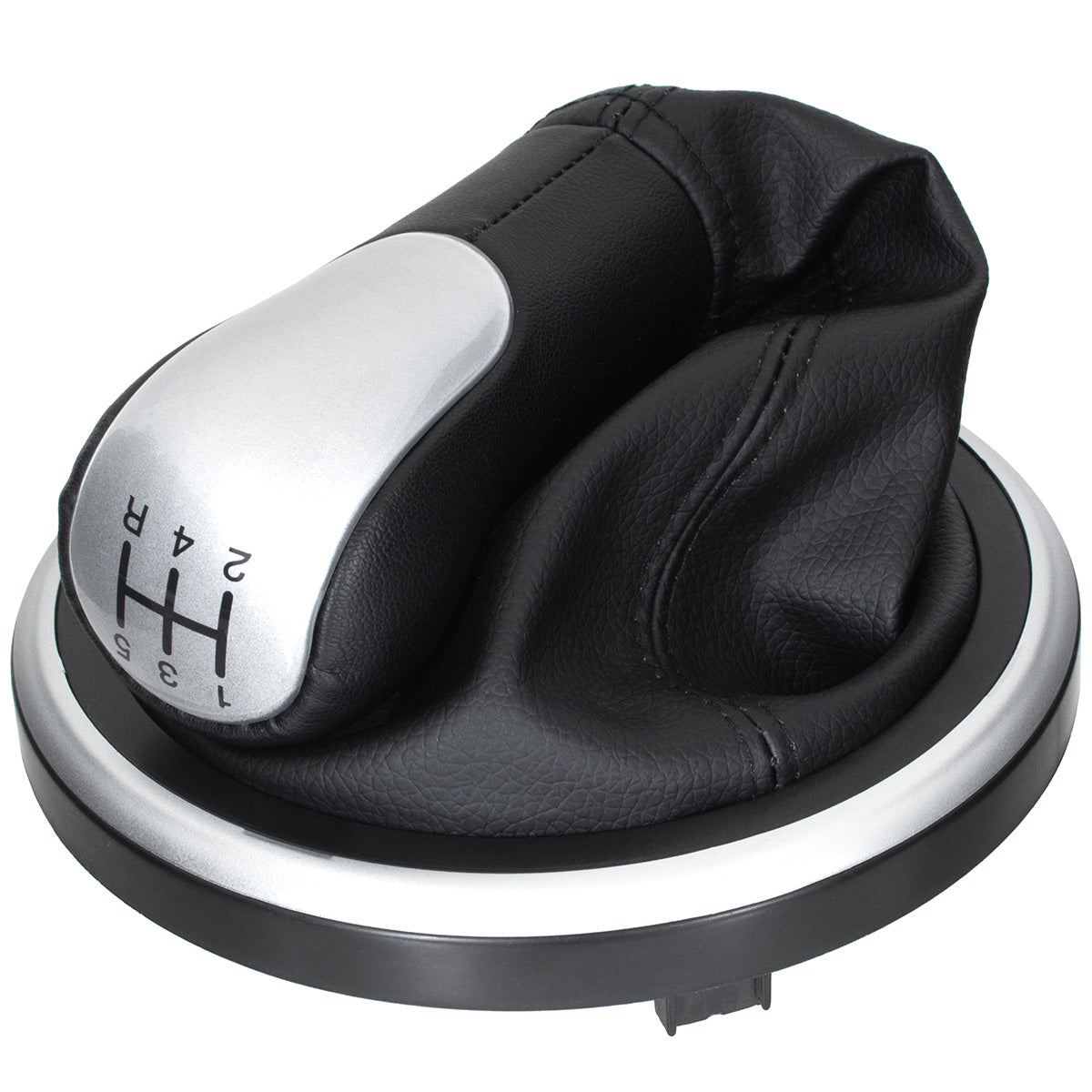 Ford Fusion 02-12 gear knob BLACK / SILVER + gaiter with frame SILVER 5 GEARS