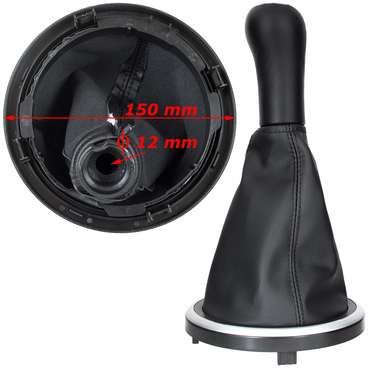 Ford Fusion 02-12 gear knob BLACK / SILVER + gaiter with frame SILVER 5 GEARS