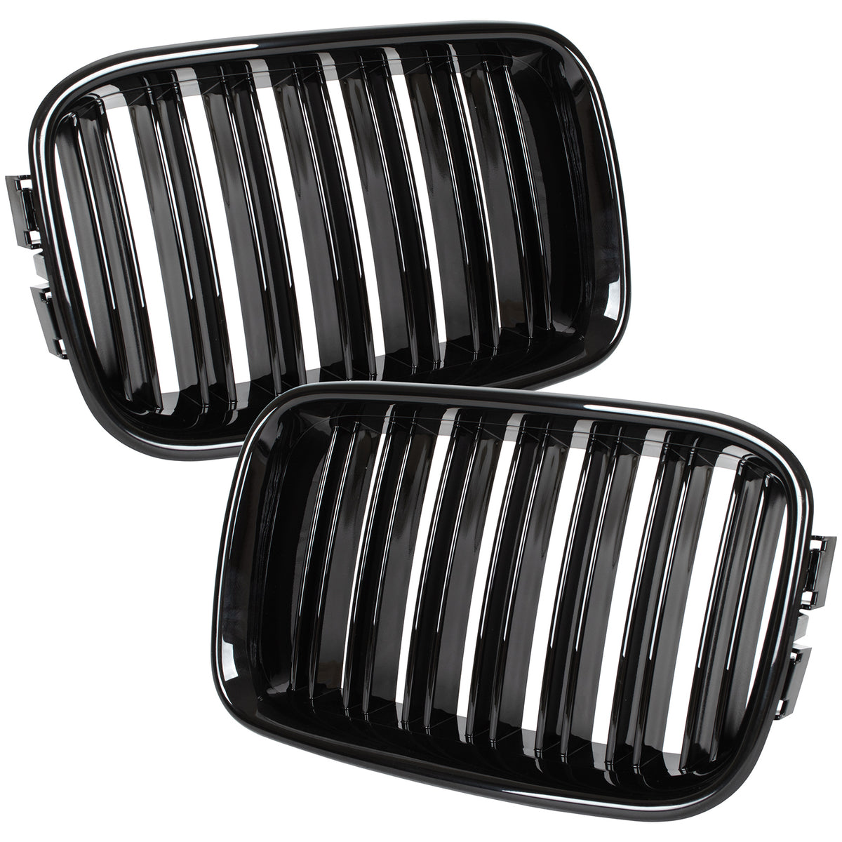 BMW 3 E36 91-96 grilles between headlights (kidneys) left + right set BLACK GLOSSY DOUBLE BAR