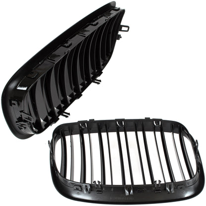 BMW X6 E71 07-14 atrapy między reflektory (nerki) lewa + prawa kpl. BLACK GLOSSY DOUBLE BAR