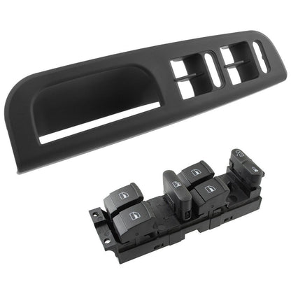 VW Golf IV 97-03 BLACK front left door handle 4 WINDOWS + INTEGRATED electric window and door lock switch 9 PINS 2 pcs. SET