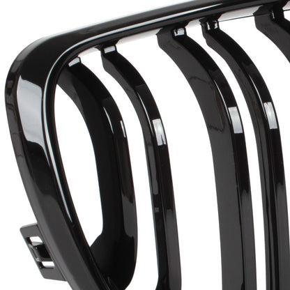 BMW 1 E81 E82 E87 E88 07-11 front grilles (kidneys) left + right set BLACK GLOSSY DOUBLE BAR