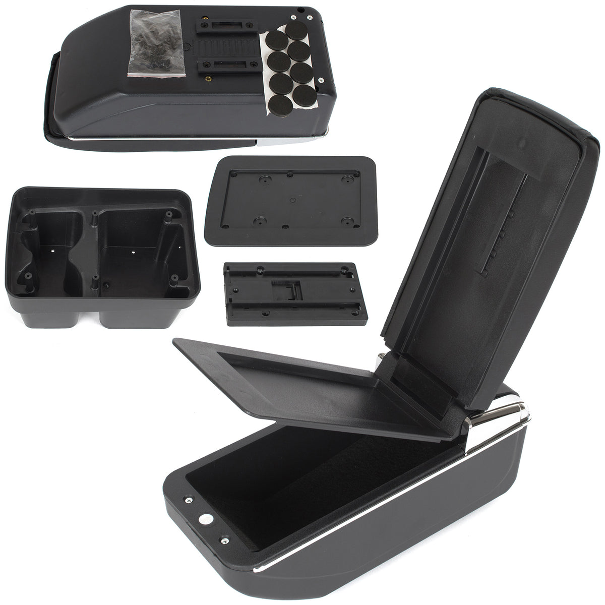 VW Golf VII 12-20 armrest with storage compartment BLACK ECO-LEATHER + mounting kit