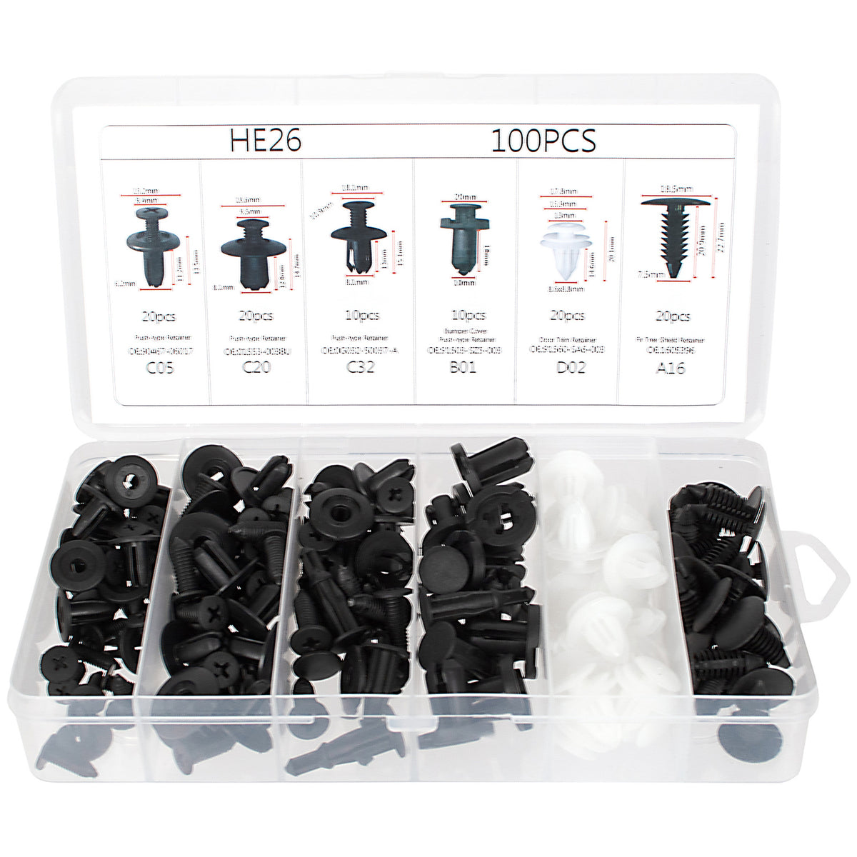 M MODECAR Zestaw spinek kołków samochodowych 100PCS