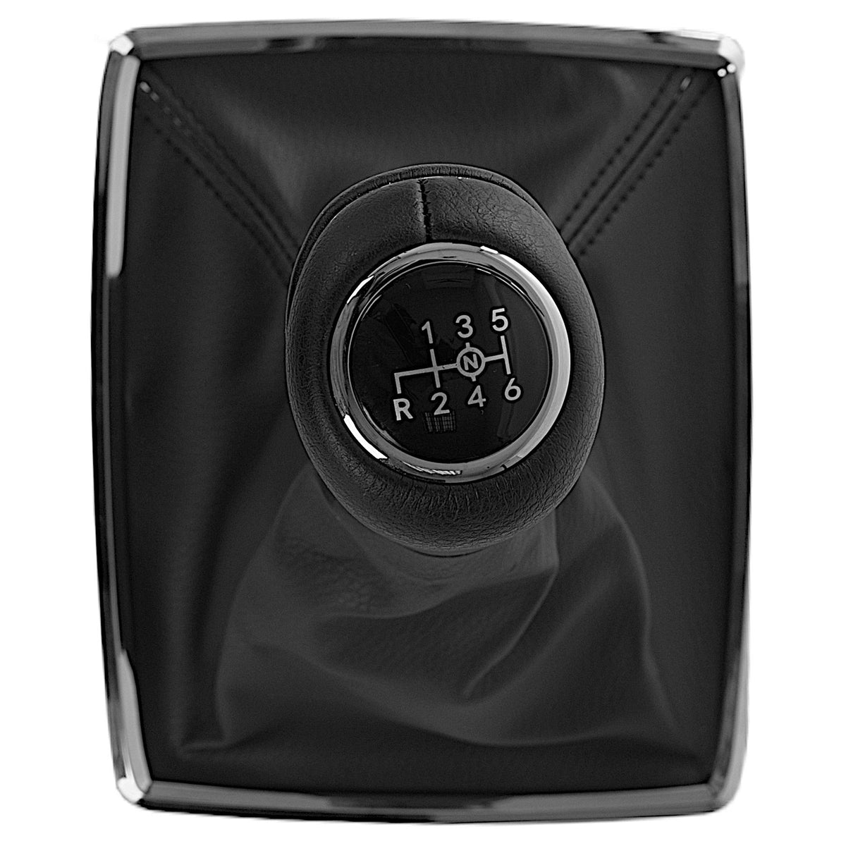 Mercedes W204 C-Class 07-14 gear knob BLACK + gaiter BLACK with CHROME frame 6-SPEED PATTERN REVERSE AT THE BOTTOM