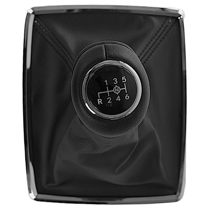 Mercedes W204 C-Class 07-14 gear knob BLACK + gaiter BLACK with CHROME frame 6-SPEED PATTERN REVERSE AT THE BOTTOM
