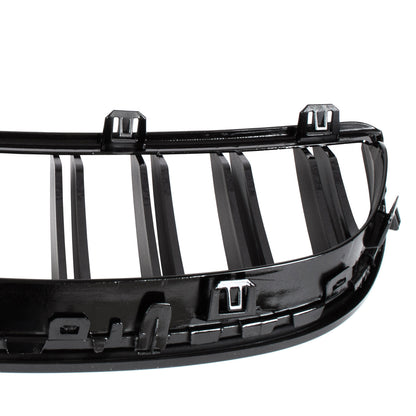 BMW 3 E90 / E91 04-09 SEDAN / KOMBI atrapy między reflektory (nerki) lewa + prawa kpl. BLACK GLOSSY DOUBLE BAR - II GATUNEK
