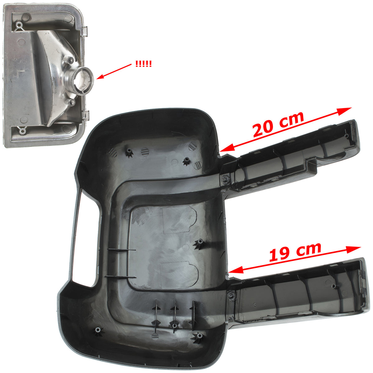 Citroen Jumper 2006- external mirror housing left + LONG ARM COMPLETE + white indicator 2 pcs. COMPLETE