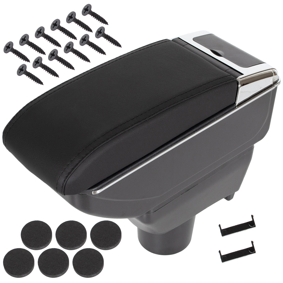 Toyota Yaris III 11-20 armrest with storage compartment BLACK ECO-LEATHER + mounting kit