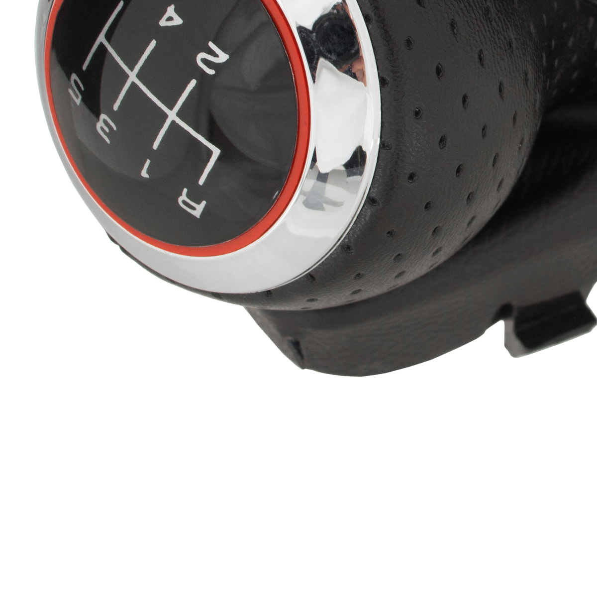 Audi A6 C6 04-12 gałka zmiany biegów CZARNA + CHROME 6 BIEGÓW + MIESZEK CZARNY Z CZARNĄ NITKĄ